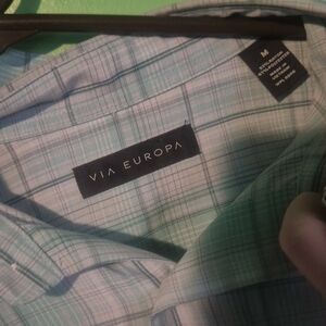 Via Europa Men's Green Plaid Casual Shirt